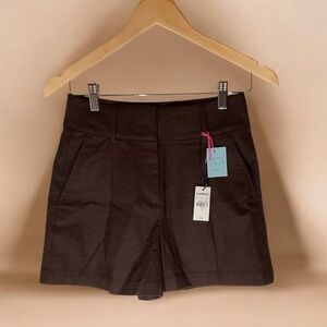Express High-Waist Dark Brown Tailored Skort